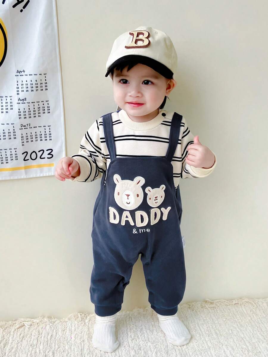 Peninsula Baby 男嬰熊和字母圖案二合一連身褲