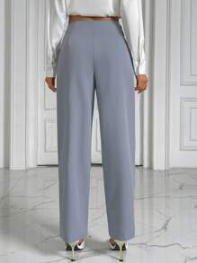 Chiquease Cao eo Chi tiết nếp Quần tây - Màu Xám nhạt - Xem 2