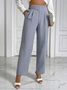 Chiquease Cao eo Chi tiết nếp Quần tây - Màu Xám nhạt - Xem 4