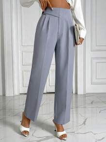 Chiquease Cao eo Chi tiết nếp Quần tây - Màu Xám nhạt - Xem 5