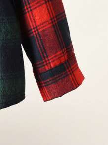 SHEIN Young Boy Plaid Print Colorblock Pocket Patched Shirt Without Tee for Christmas - Multicolor - View 5