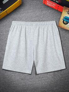 Manfinity Fever City 男士標語圖案腰部抽繩短褲 - 淺灰色 - 查看 2