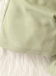 SHEIN 男嬰時尚工裝袋毛絨直筒兩件套套裝 - 軍綠色 - 查看 3