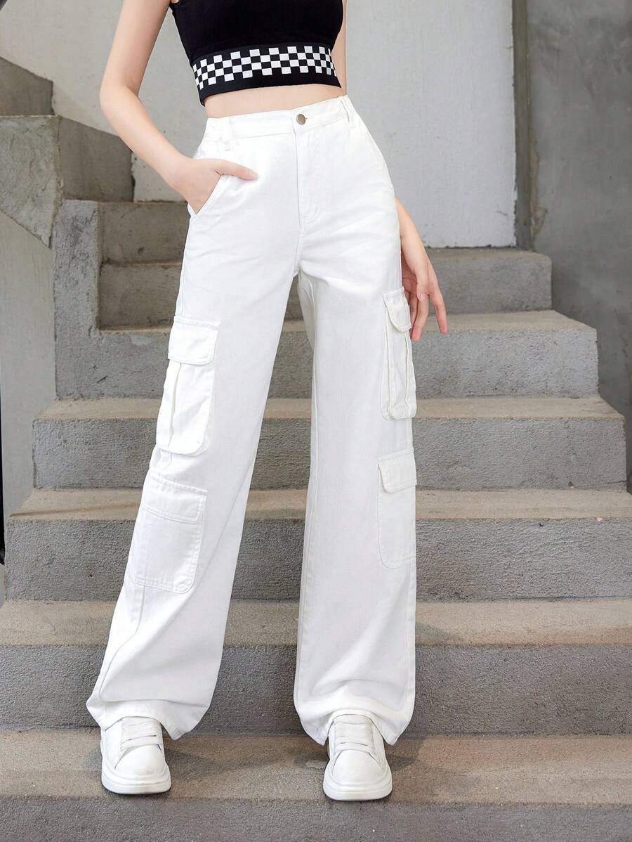 Teen Girl Flap Pocket Cargo Jeans