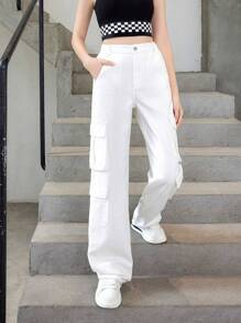 Teen Girl Flap Pocket Cargo Jeans