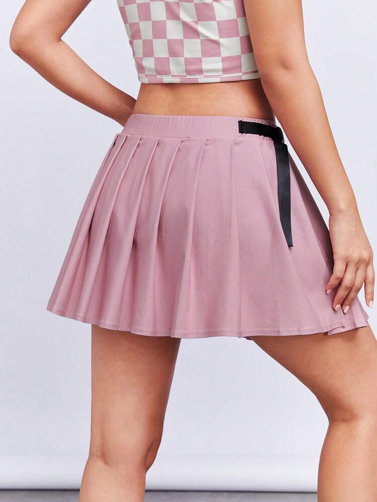 Solid Pleated Skirt
