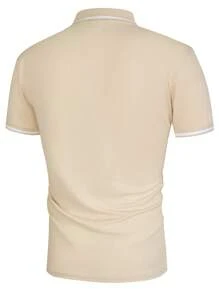 Manfinity Homme 男士拼接邊POLO衫 - 米色 - 查看 2