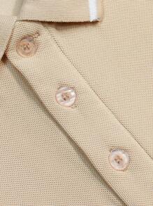 Manfinity Homme 男士拼接邊POLO衫 - 米色 - 查看 6