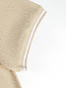 Manfinity Homme 男士拼接邊POLO衫 - 米色 - 查看 8