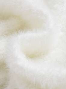 SHEIN Cô Gái Trẻ Nơ mặt trước lông tơ Đầm Áo len - trắng - Xem 4