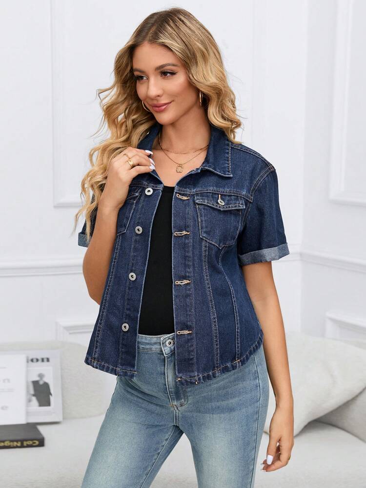 Maternity Flap Pocket Denim Blouse