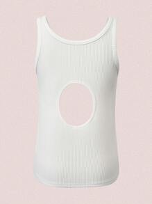 SHEIN Unity Top tank con estampado de letra con abertura - Blanco - Ver 2