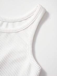 SHEIN Unity Top tank con estampado de letra con abertura - Blanco - Ver 3