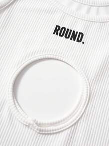 SHEIN Unity Top tank con estampado de letra con abertura - Blanco - Ver 5