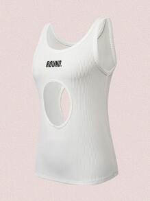 SHEIN Unity Top tank con estampado de letra con abertura - Blanco - Ver 6