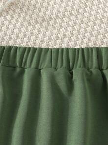 SHEIN Unity Đồ họa Chữ cái Eo dây rút Váy - xanh quân đội - Xem 5