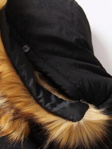 SHEIN Áo khoác đệm có mũ trùm đầu có họa tiết chữ dành cho cậu bé trẻ tuổi không có áo len - màu đen - Xem 4