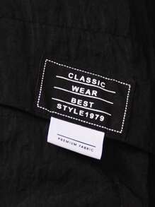 SHEIN Áo khoác đệm có mũ trùm đầu có họa tiết chữ dành cho cậu bé trẻ tuổi không có áo len - màu đen - Xem 8