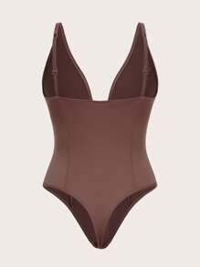Solid Underwire Shapewear Bodysuit - Brown - View 2
