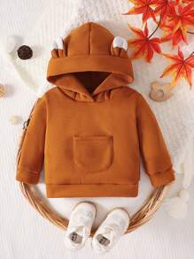 Baby Girl 3D Ear Design Sweatshirt - Brown - View 1