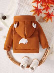 Baby Girl 3D Ear Design Sweatshirt - Brown - View 2