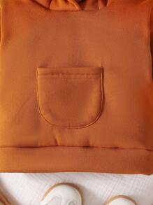 Baby Girl 3D Ear Design Sweatshirt - Brown - View 5