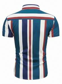 男士條紋印花襯衫 - 彩色 - 查看 2