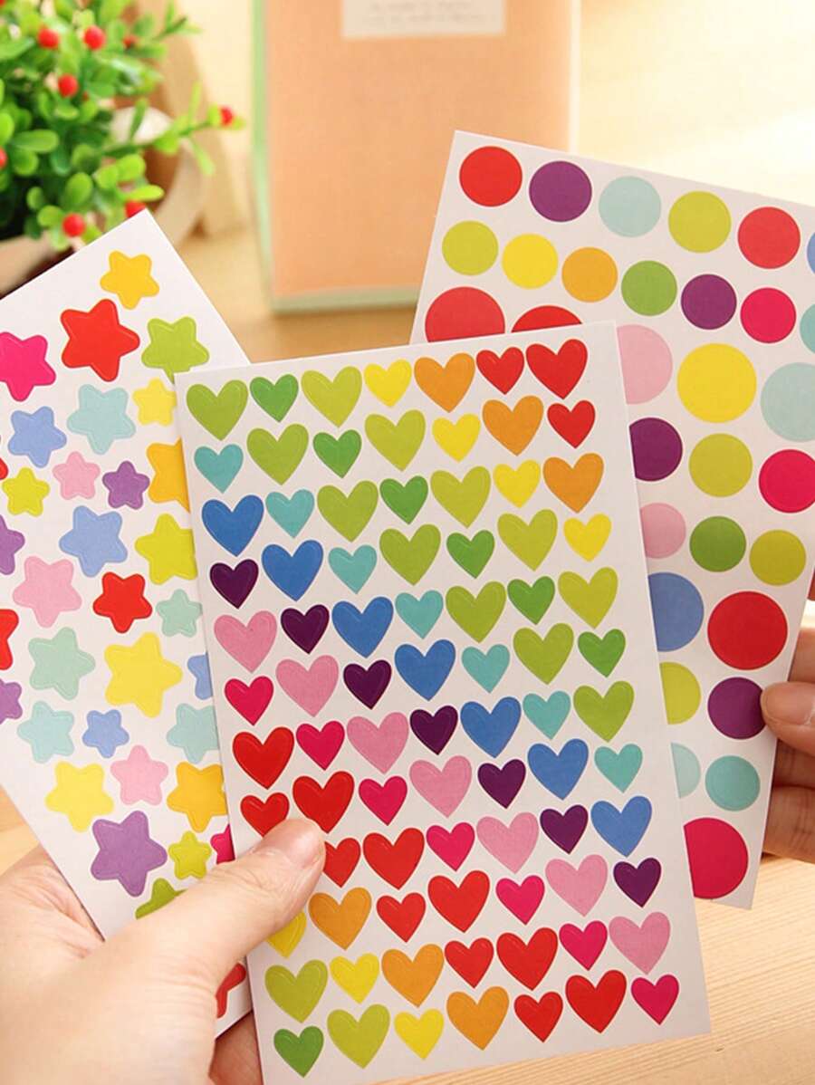 5 bucăți model de inimă de dragoste colorată, autocolant în formă de stea de punct Film Curcubeu inimă de dragoste autocolant bricolaj grădiniță autocolant pentru cont de mână autocolant Material de decorare - Multicolor - Vizualizare 1