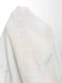 Elenzga 素色前繫帶荷葉袖和服罩衫不附胸罩 - 白色 - 查看 6