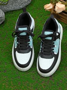 Colorblock Casual Canvas Sneakers, Athletic Shoes For Students