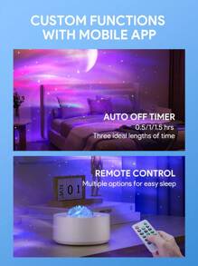 JMMO 带白噪音的星空投影仪夜灯，天空星空投影仪，舒缓睡眠定时器和遥控器，适合儿童、派对、家庭圣诞礼物，秋冬必备品 - 白色 - 查看 3