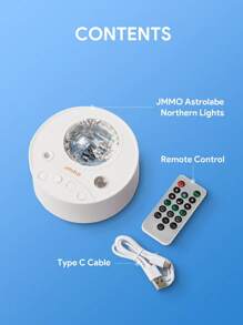 JMMO 带白噪音的星空投影仪夜灯，天空星空投影仪，舒缓睡眠定时器和遥控器，适合儿童、派对、家庭圣诞礼物，秋冬必备品 - 白色 - 查看 4