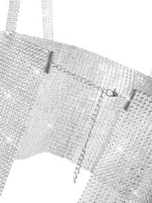 EgrlEra Top de tirantes con diseño de diamante de imitación - Plateado - Ver 5