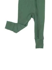 女嬰素色拉鏈開襟連身褲 - 軍綠色 - 查看 4