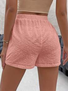 SHEIN EZwear Stevige Oogjesborduurwerk Shorts