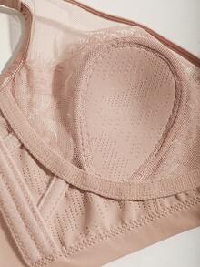 DAZY 女士撞色蕾丝无钢圈文胸内衣 - 藕粉色 - 查看 4