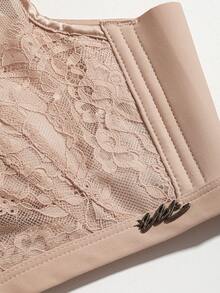 DAZY 女士撞色蕾丝无钢圈文胸内衣 - 藕粉色 - 查看 10