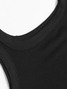 Women's Solid Color Round Neck Long Casual Dress - Black - View 3