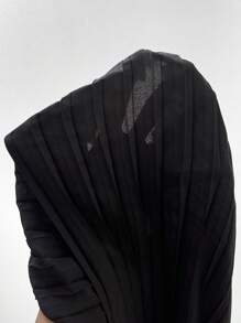 Chiquease Pleated Flounce Sleeve Single Button Blazer - Black - View 5
