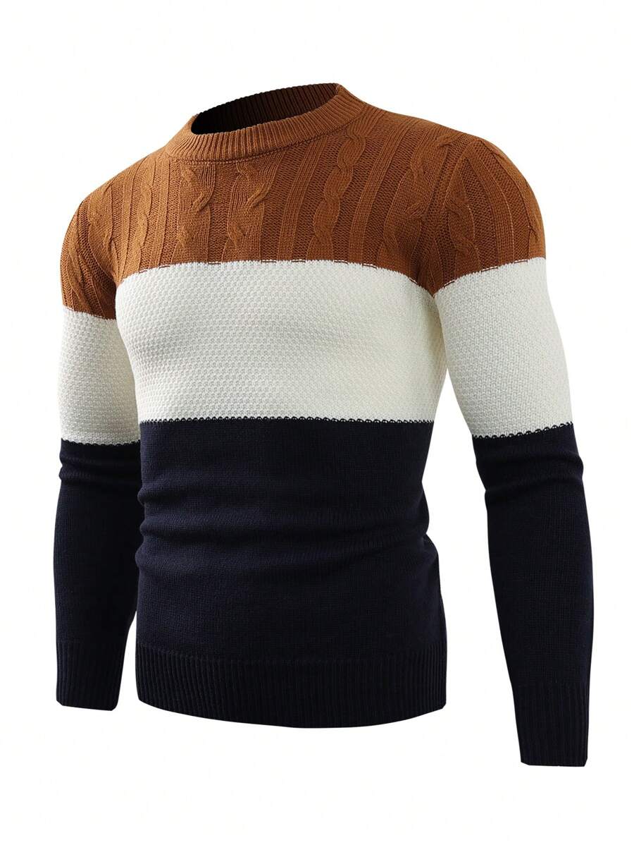 Manfinity Homme Nam Khối màu Xoắn Dan Áo len - Nhiều màu - Xem 1