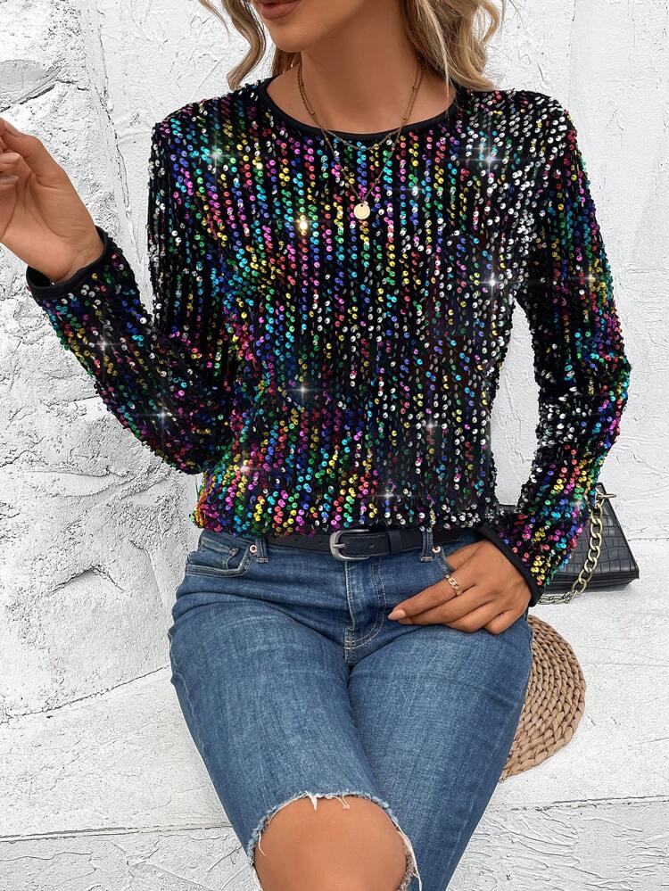 Solid Sequin Tee
