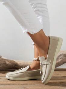 2025年秋季女士休闲一脚蹬乐福鞋 - 卡其色 - 查看 3