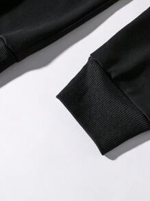 Manfinity LEGND Loose Fit Men's Floral & Japanese Letter Design Sweatshirt - Black - View 3