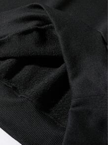 Manfinity LEGND Loose Fit Men's Floral & Japanese Letter Design Sweatshirt - Black - View 4