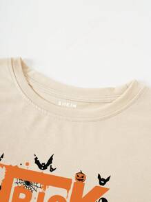 SHEIN EZwear 萬聖印花T恤 - 杏色 - 查看 3