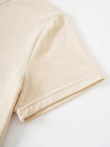 SHEIN EZwear 萬聖印花T恤 - 杏色 - 查看 4