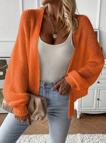 SHEIN LUNE 蝙蝠袖開襟開衫 - 橘色 - 查看 4