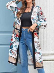 Women's Loose Casual Long Robe Beach Cover Up, Comfort Summer Holiday Printed Kimono