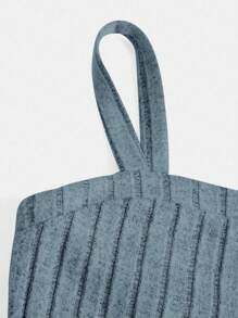 SHEIN Áo yếm có gân và quần dài có gân thông thường cho bé gái tuổi teen 2 cái/bộ - Màu xanh lá cây đậm - Xem 3