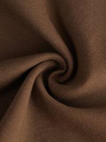 SHEIN Áo yếm màu họa tiết mặt trời cổ điển dành cho cô gái tuổi teen có viền tương phản, mùa hè - Màu nâu  Mocha - Xem 4